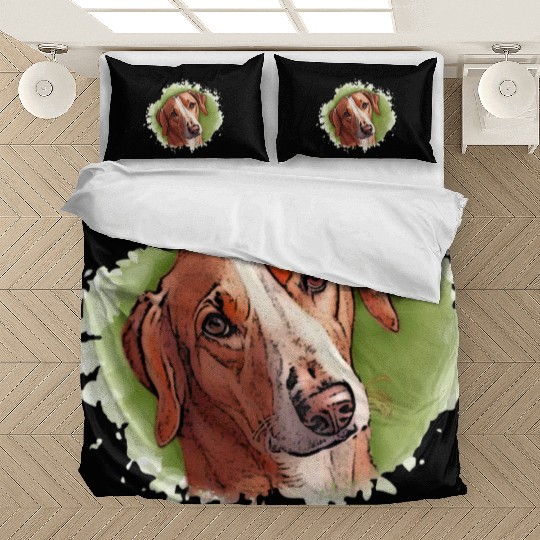 Dog SAVEBRACKE hunting dog - green watercolor Bedding Sets