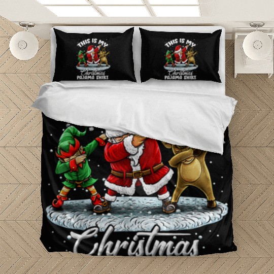 This Is My Christmas Pajama Dabbing Santa Elf Bedding Sets