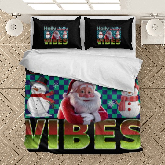 Holly Jolly Vibes Christmas Design Bedding Sets