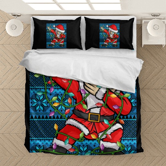 Dabbing Santa Christmas Lights Bedding Sets