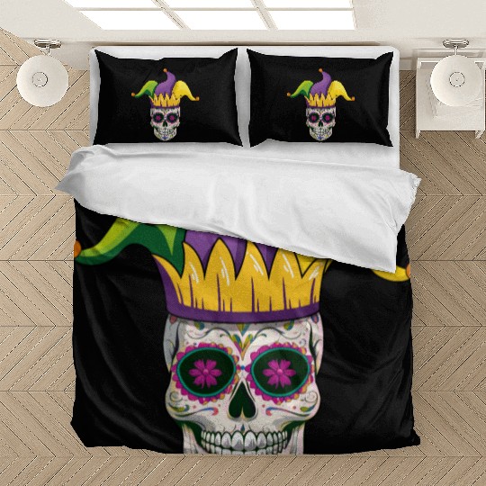 Sugarskull Clown Beads Festival Parade Mardi Gras Bedding Sets