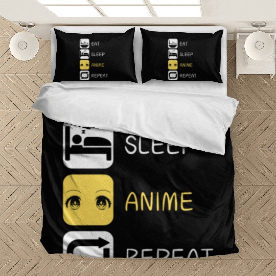 Eat Sleep Anime Repeat Japanese Culture Bedding Sets