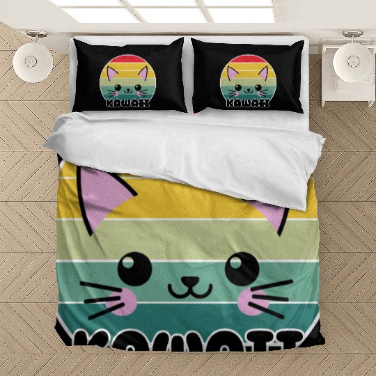Kawaii Cat Face, Cat Lovers Bedding Sets