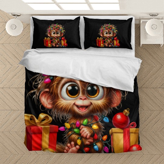 Christmas Merry Christmas For Gift Monkey Bedding Sets