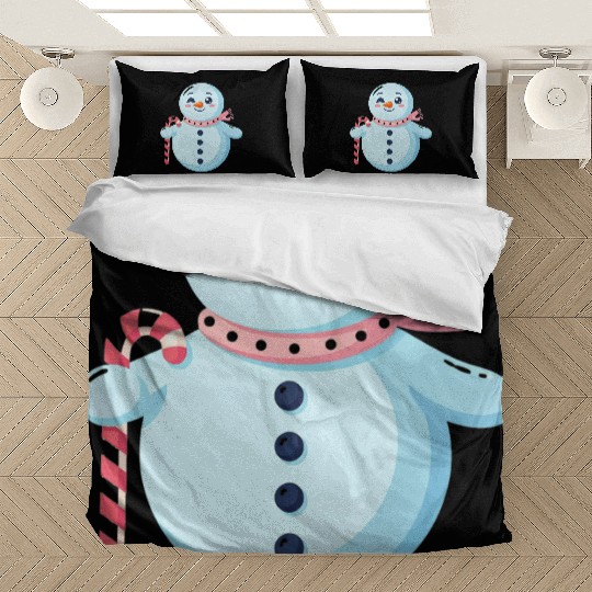 Whimsical Snowman with Candy Cane Bedding Sets