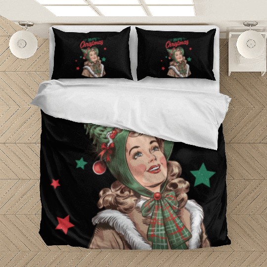 Merry Christmas Santa, Retro Christmas Bedding Sets