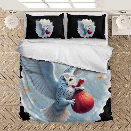 Snowy Owl Carrying Christmas Gift Bag Bedding Sets