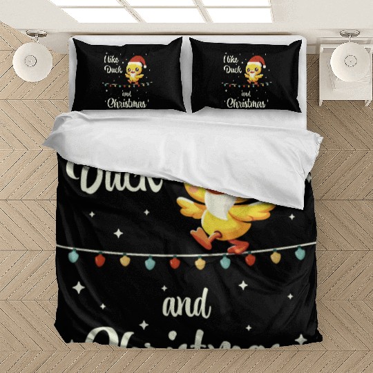 Christmas duck on a chain of lights Bedding Sets
