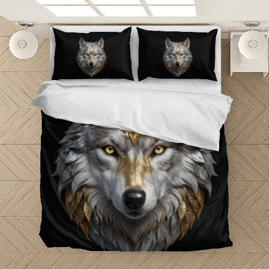 Majestic Silver/Gold Wolf Bedding Sets