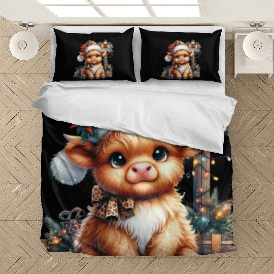 Christmas Merry Christmas For Gift Highland Cow Bedding Sets