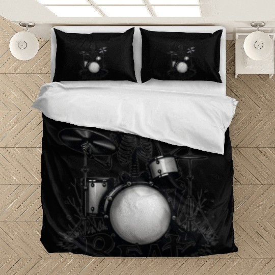 Skeleton Beat: Funny Cowboy Skeleton Playing Drums Bedding Sets