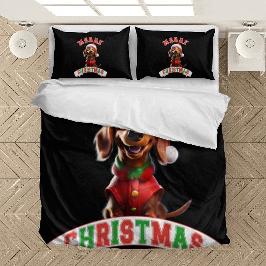 Merry Christmas Dachshund cute Santa Dog Bedding Sets