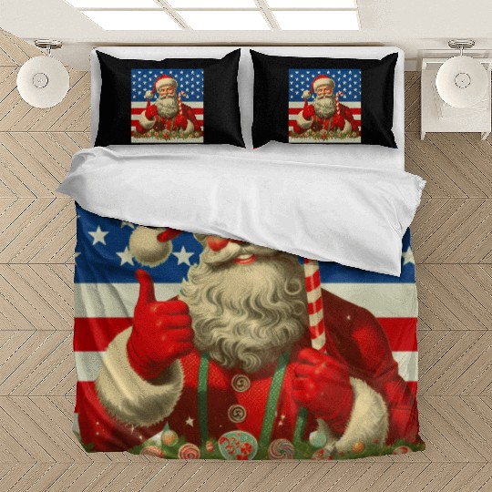 Patriotic Retro Santa: A Classic Christmas with Am Bedding Sets