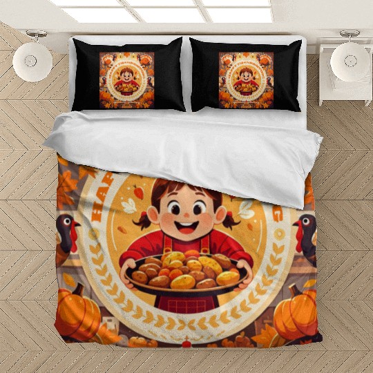 child celebrate Happy Thanksgiving Roasted Potato Bedding Sets