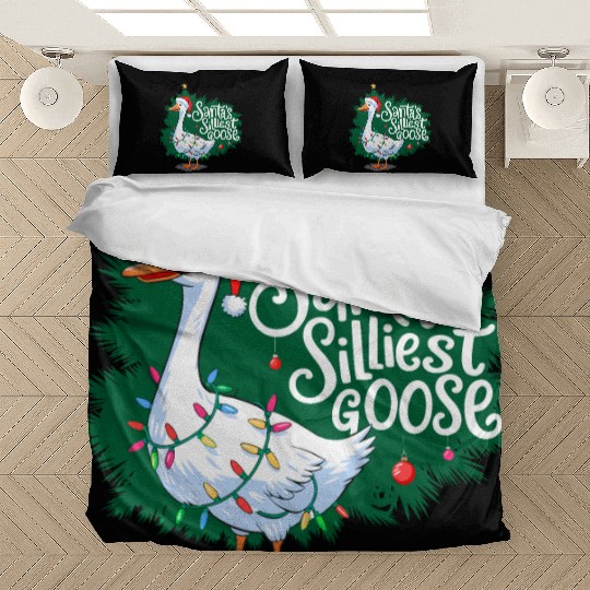 Santa s silliest goose Funny Christmas Family Bedding Sets