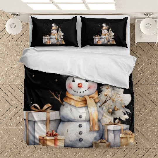 Black Gold Snowman Bedding Sets