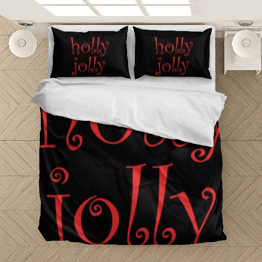 Whimsical Holly Jolly Font Design Bedding Sets