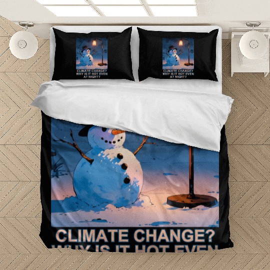Frosty Snowman Under Street Lights Christmas Bedding Sets