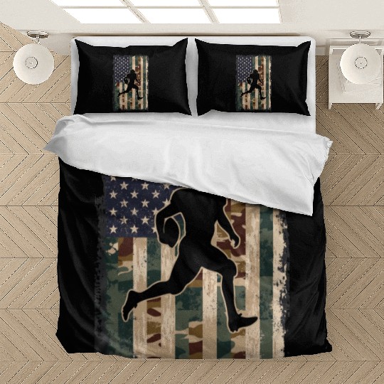 Camo US Flag American Vintage Football Player Bedding Sets