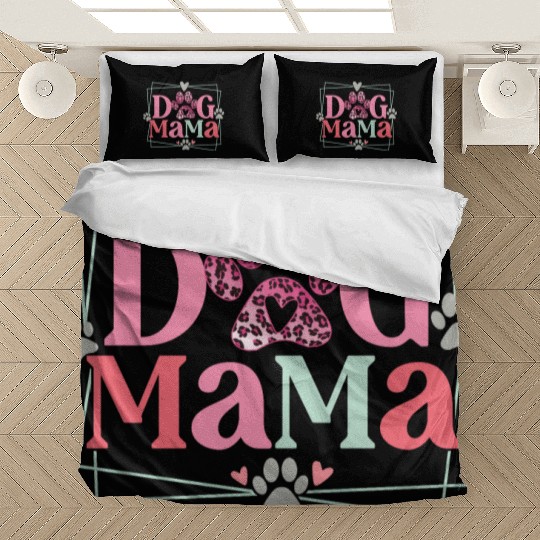 Dog Mama Mothers Day Leopard Paw Bedding Sets