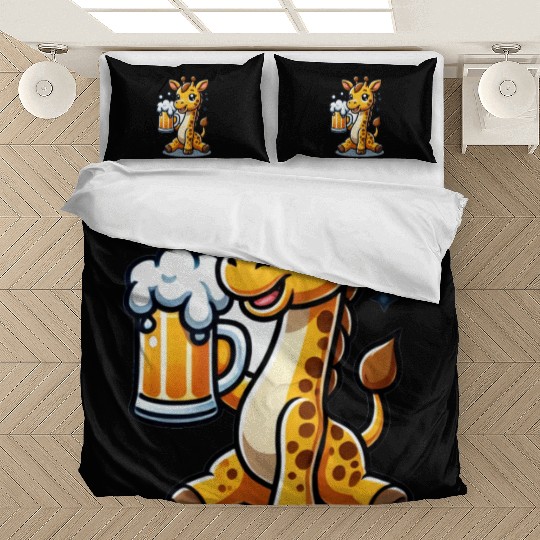 Cute Giraffe Drinking Beer 3 Bedding Sets