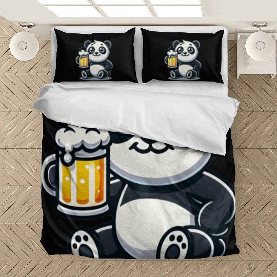 Cute Panda Drinking Beer Bedding Sets