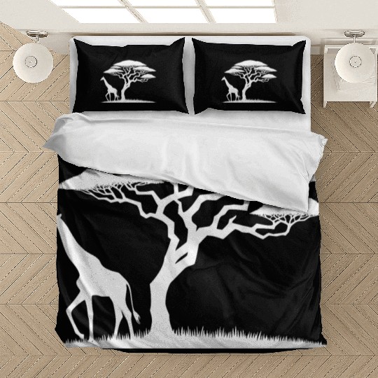 Giraffe And Silhouette African Nature Bedding Sets