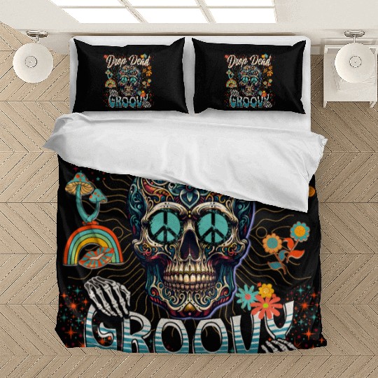 Drop Dead Groovy Psychedelic Skull Bedding Sets