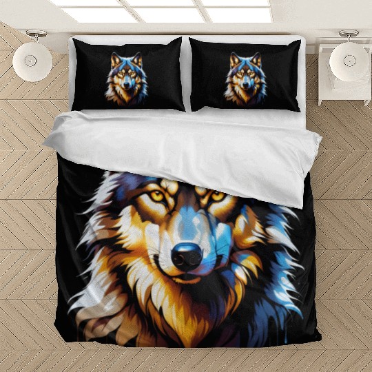 Isolated Lone Wolf Head Ink Design Bedding Sets