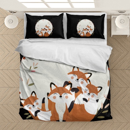 Happy fox family - Harmonious forest animal design Bedding Sets
