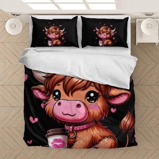 Highland Cow Valentines Bedding Sets