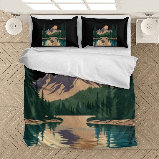 "Mountain Sunrise Serenity: A Scenic Outdoor Bedding Sets