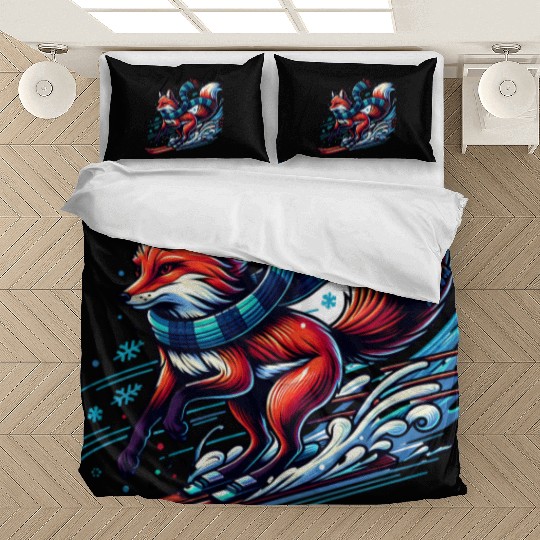 Fox Skiing Adventure in Winter Wonderland Bedding Sets