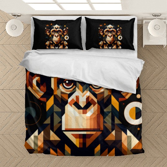 geometric abstract chimpanzee art design Bedding Sets