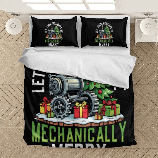 Mechanically Merry Steampunk Christmas Holiday Bedding Sets