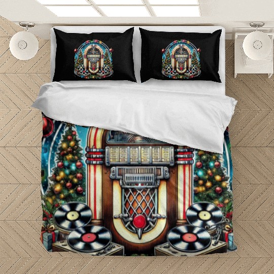 Retro Christmas Jukebox Melody Bedding Sets