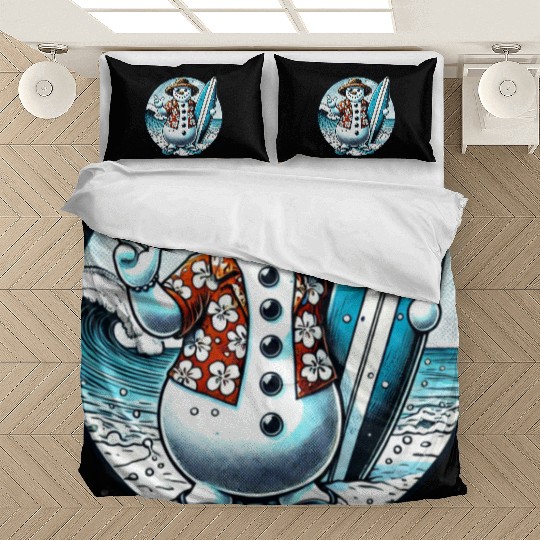 Tropical Christmas Snowman: Surfboard & Sunshine Bedding Sets