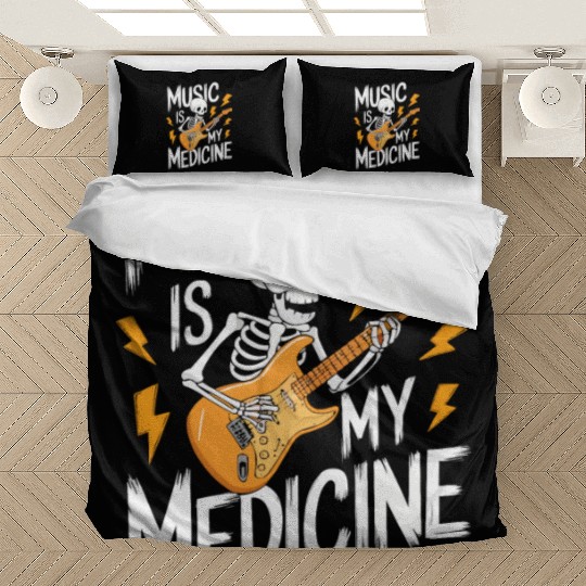 Skeleton Guitar Player Bones Guitarist Musician Bedding Sets