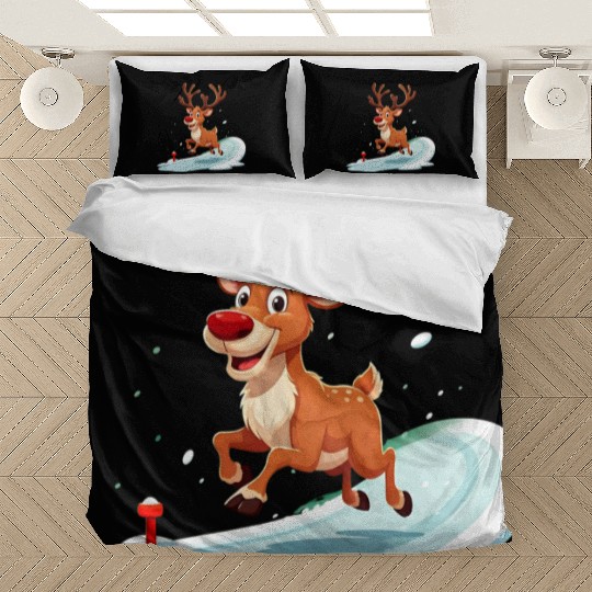Joyful Reindeer Dashing to Santa's House Bedding Sets