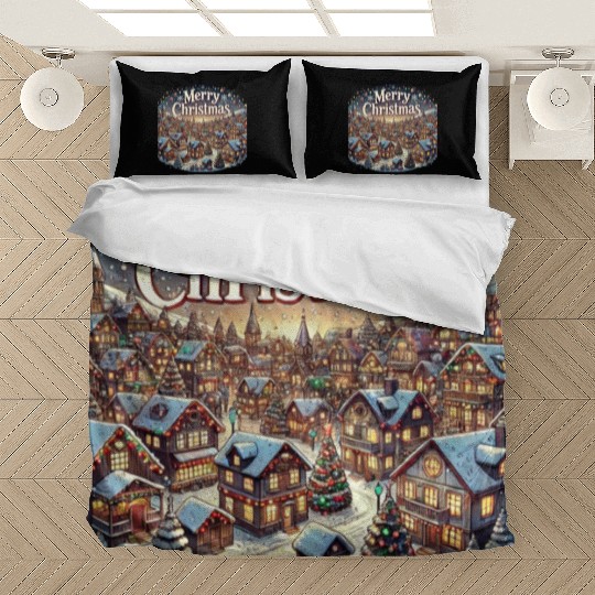 Cozy Winter Village - Christmas Lights and Cheer Bedding Sets