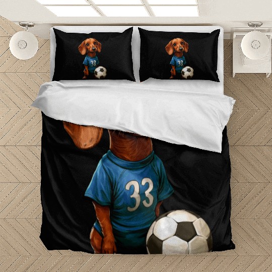 Soccer dachshund blue Bedding Sets