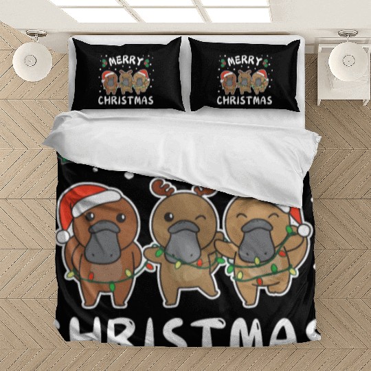 Merry Christmas Cute Platypus Festive Lights Bedding Sets