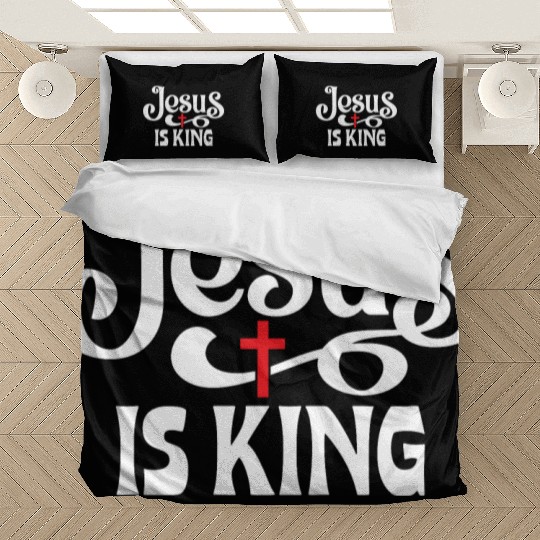 Jesus Is King Love Jesus Christian Christmas Bedding Sets