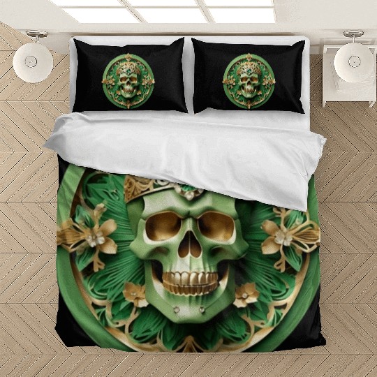 The Green King Skull with a Jeweled Crown Bedding Sets