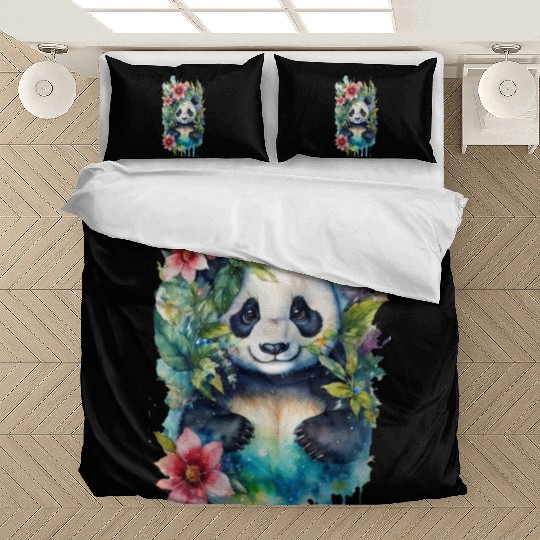 plexiglass of panda swimming Bedding Sets