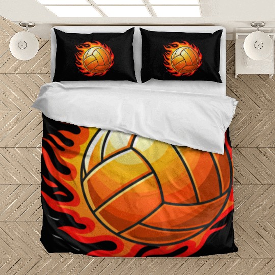 Fiery Volleyball Flame Design Bedding Sets