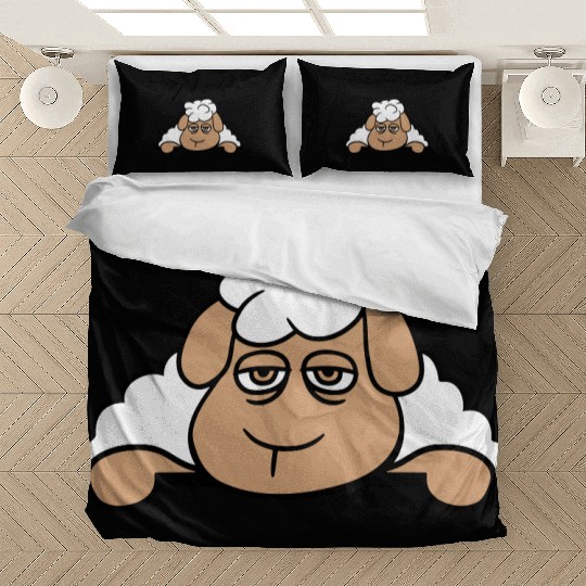 Sheep Tired Bored Behind Fence Wall Sign Looking Bedding Sets