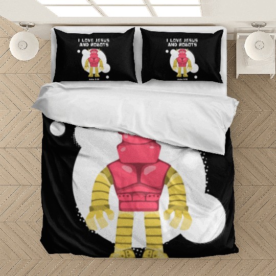 I Love Jesus and Robots, John 3:16 Bedding Sets