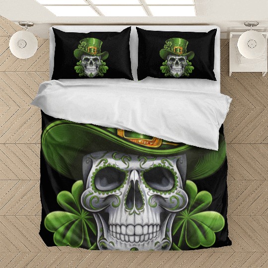 Sugar Skull St Patrick's Day Shamrock Bedding Sets