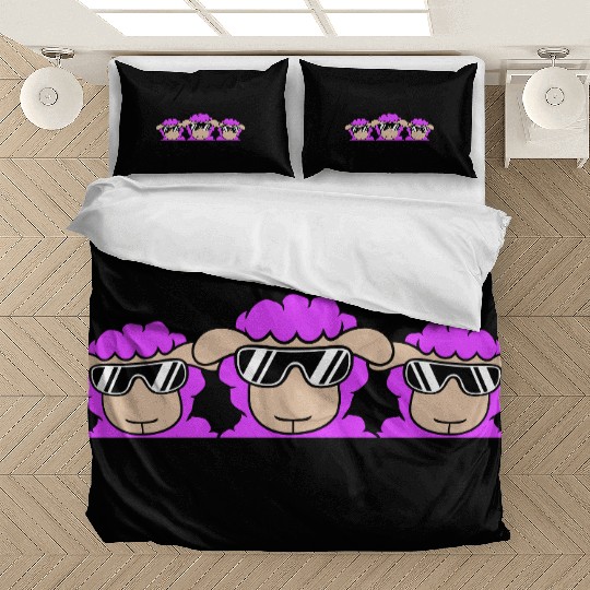 3 Dj Sheep Behind Fence Wall Sunglasses Friends Bedding Sets